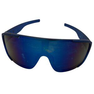 Oakley Blue Shield Wraparound Sunglasses With Iridescent Mirrored Lenses
